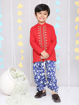 KID1 - Ekam Boys Embroidered Kurta with Dhoti (Set of 2)