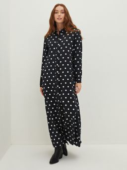 LC WAIKIKI - Shirt Collar Polka Dot Long Sleeve Womens Dress
