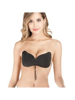 BRACHY - Black Sticky Adhesive Silicone Invisible Push Up Backless Strapless Bra