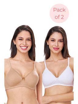 bodyline - Beth White & Nude Seamless Wire-Free Padded T-Shirt Bra (Pack of 2)