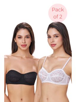 bodyline - Detachable Multiway Straps Citra Black & White Strapless Wired Lace Bra (Pack of 2)
