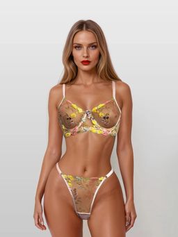 MHYTH - Pink Embroidered Rush Two Piece Bikini Set