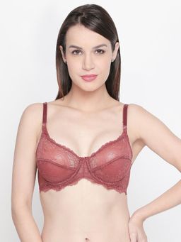 bodyline - Convertible Straps Ivy Berry Red Wired Low Demi Coverage Lace Bra