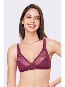 bodyline - Romance Purple Double Layered Non-Wired Medium Coverage Lace Bra