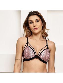 PrettyCat - Womens Brown Snake Print Strappy Triangle Bra