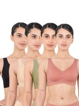 Shapercult - Multi-Color Skyn Plunge Bra (Pack of 4)