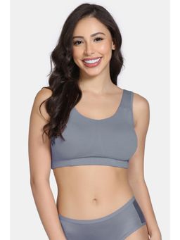 Zivame - Grey Naturally Dyed Double Layered Non Wired Full Coverage Bralette