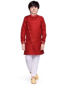 Jeetethnics - Boys Red Kurta Pyjama (Set of 2)