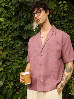 Campus Sutra - Men's Red Notched Lapel Shirt