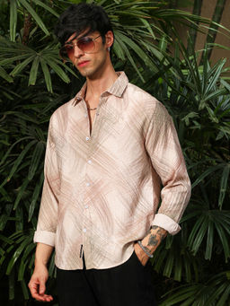 Campus Sutra - Men's Beige Collar Neck Shirt
