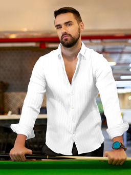 Campus Sutra - Men's White Collar Neck Shirt
