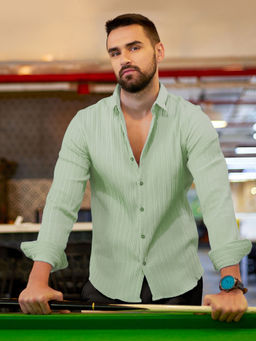 Campus Sutra - Men's Green Collar Neck Shirt