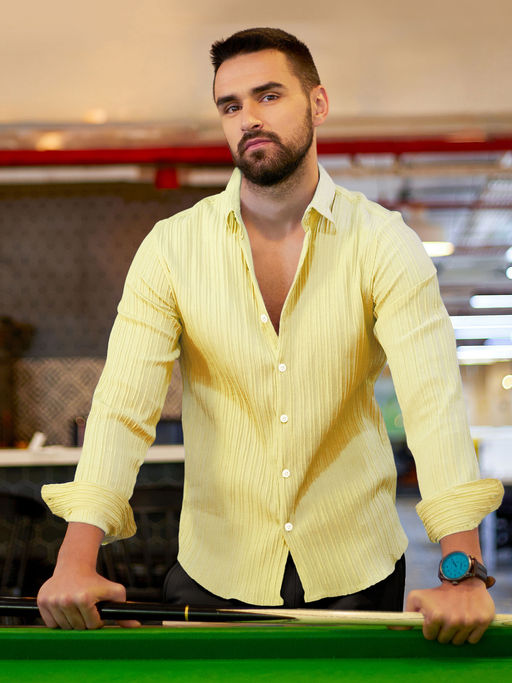 CAHOOT Men's Yellow Collar Neck Shirt