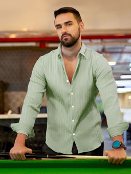 Campus Sutra - Men's Green Collar Neck Shirt