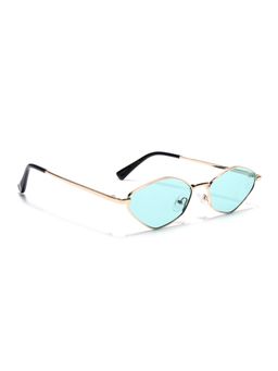 Voyage - Rhombus Sunglasses for Men & Women (Light Green Lens|Golden Frame)