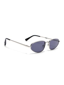 Voyage - Oval Sunglasses for Men & Women (Black Lens|Silver Frame)