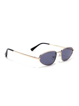 Voyage - Oval Sunglasses for Men & Women (Black Lens|Golden Frame)