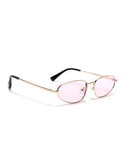 Voyage - Oval Sunglasses for Men & Women (Pink Lens|Golden Frame)