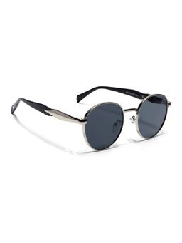 Voyage - Round Sunglasses for Men & Women (Black Lens|Silver Frame)