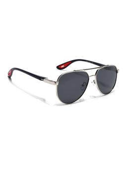 Voyage - Aviator Sunglasses for Men & Women (Black Lens|Silver Frame)