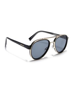 Voyage - Aviator Sunglasses for Men & Women (Black Lens|Golden & Black Frame)