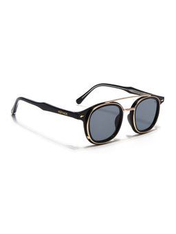Voyage - Wayfarer Sunglasses for Men & Women (Grey Lens|Black & Golden Frame)