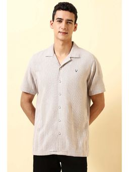 Allen Solly - Men Beige Custom Fit Stripe Half Sleeves Casual Shirt