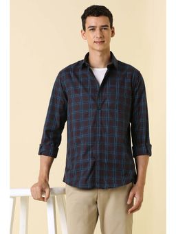 Allen Solly - Men Navy Slim Fit Check Full Sleeves Casual Shirt