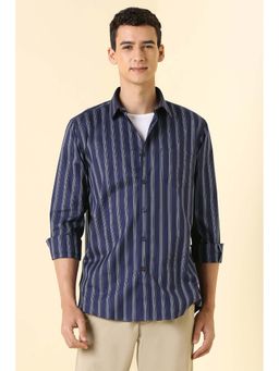 Allen Solly - Men Navy Stripe Full Sleeves Casual Shirt