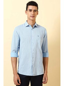Allen Solly - Men Light Blue Slim Fit Printed Full Sleeves Casual Shirt