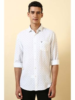 Allen Solly - Men White Slim Fit Printed Full Sleeves Casual Shirt