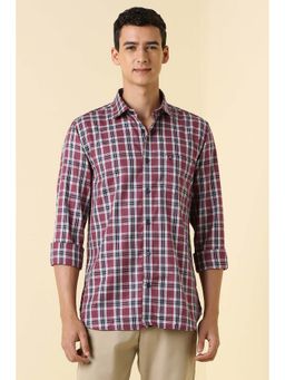 Allen Solly - Men Maroon Check Full Sleeves Casual Shirt