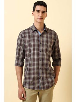 Allen Solly - Men Brown Slim Fit Check Full Sleeves Casual Shirt