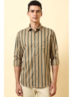 Allen Solly - Men Beige Slim Fit Stripe Full Sleeves Casual Shirt