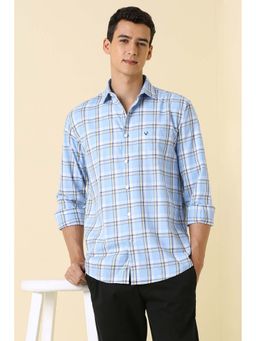 Allen Solly - Men Light Blue Slim Fit Check Full Sleeves Casual Shirt