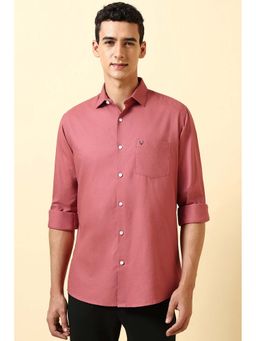 Allen Solly - Men Red Solid Full Sleeves Casual Shirt