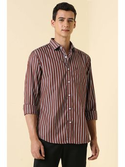 Allen Solly - Men Brown Stripe Full Sleeves Casual Shirt