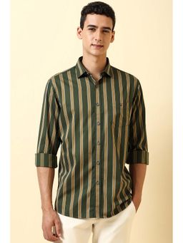Allen Solly - Men Olive Stripe Full Sleeves Casual Shirt