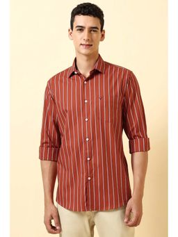 Allen Solly - Men Red Stripe Full Sleeves Casual Shirt