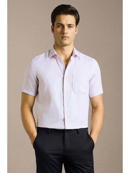 Louis Philippe - Men Lilac Textured Half Sleeves Formal Shirt