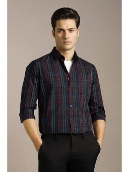 Louis Philippe - Men Navy Check Full Sleeves Casual Shirt