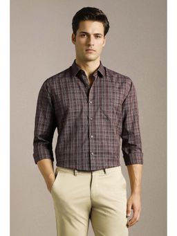 Louis Philippe - Men Brown Check Full Sleeves Casual Shirt