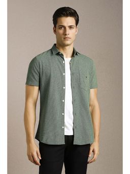 Louis Philippe - Men Green Printed Half Sleeves Casual Shirt