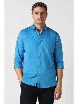 Peter England - Men Blue Slim Fit Solid Full Sleeves Casual Shirt