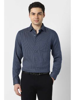 Peter England - Men Navy Slim Fit Full Sleeves Formal Shirt