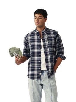 The Bear House - Men Cotton Checked Slim Fit Casual Shirt Multi-Color