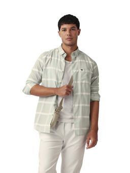 The Bear House - Men Cotton Checked Slim Fit Casual Shirt Green