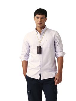 The Bear House - Men Cotton Solid Slim Fit Casual Shirt Purple