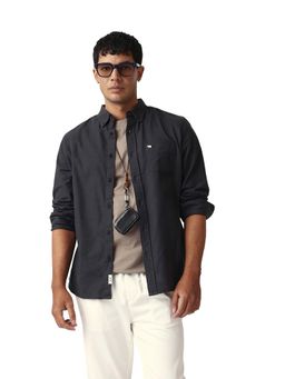 The Bear House - Men Cotton Solid Slim Fit Casual Shirt Grey