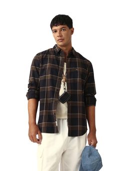 The Bear House - Men Cotton Checked Slim Fit Casual Shirt Multi-Color